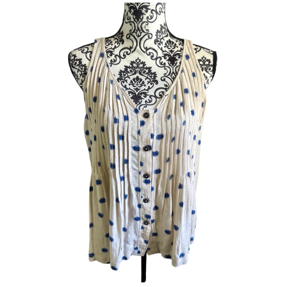MAEVE Saona Polka Dot Button-Down Sleeveless Top - Picture 2 of 9